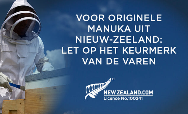 VOOR ORIGINELE MANUKA UIT NIEUW-ZEELAND: LET OP HET KEURMERK VAN DE VAREN